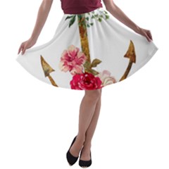 Flowers Anchor A-line Skater Skirt by goljakoff