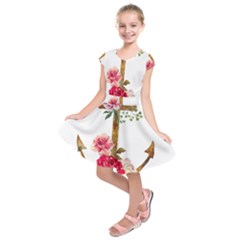 Flowers Anchor Kids  Short Sleeve Dress by goljakoff