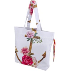 Flowers Anchor Drawstring Tote Bag by goljakoff