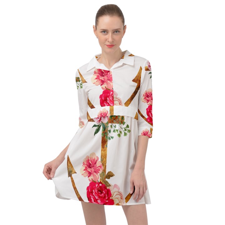 Flowers anchor Mini Skater Shirt Dress