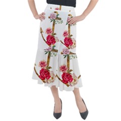 Flowers Anchor Midi Mermaid Skirt by goljakoff