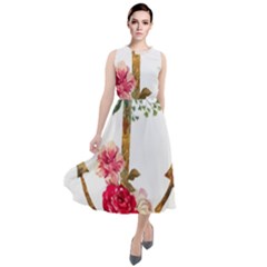 Flowers Anchor Round Neck Boho Dress by goljakoff