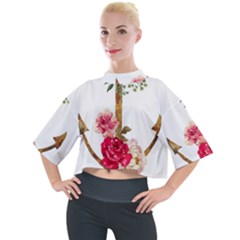 Flowers Anchor Mock Neck Tee