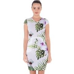 Flowers Capsleeve Drawstring Dress  by goljakoff