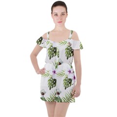 Flowers Ruffle Cut Out Chiffon Playsuit by goljakoff