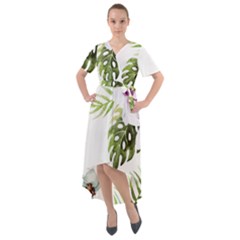 Flowers Front Wrap High Low Dress by goljakoff