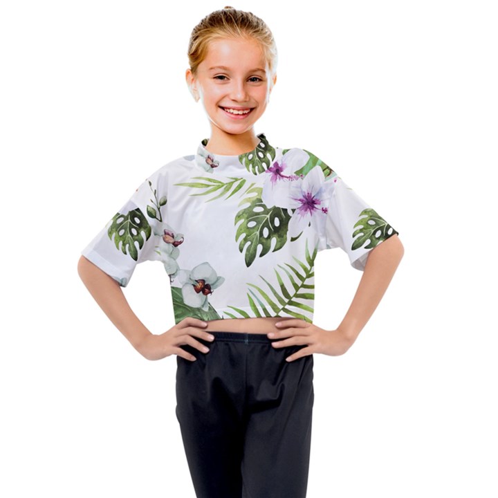 Flowers Kids Mock Neck Tee