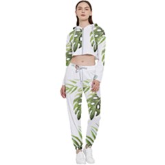 Flowers Cropped Zip Up Lounge Set