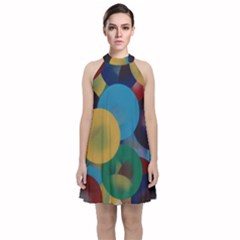 Kaleidoscope Velvet Halter Neckline Dress 