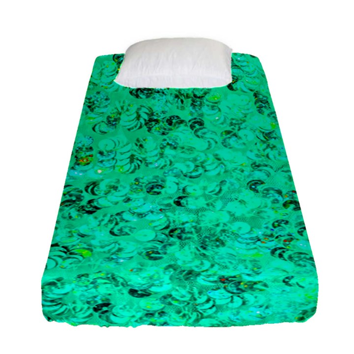 Aqua Marine Glittery Sequins Fitted Sheet (Single Size)