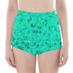 Aqua Marine Glittery Sequins High-waisted Bikini Bottoms by essentialimage