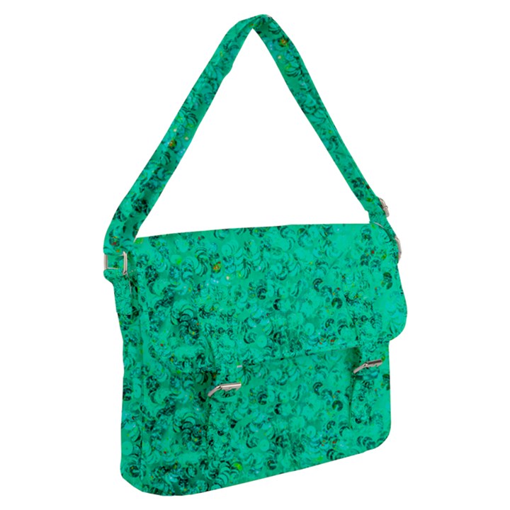 Aqua Marine Glittery Sequins Buckle Messenger Bag