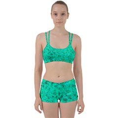 Aqua Marine Glittery Sequins Perfect Fit Gym Set by essentialimage