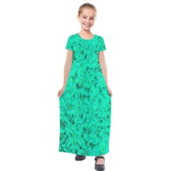 Aqua Marine Glittery Sequins Kids  Short Sleeve Maxi Dress by essentialimage