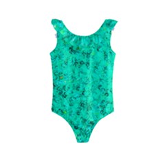 Aqua Marine Glittery Sequins Kids  Frill Swimsuit by essentialimage