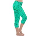 Aqua Marine Glittery Sequins Lightweight Velour Capri Yoga Leggings View3