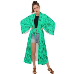 Aqua Marine Glittery Sequins Maxi Kimono by essentialimage