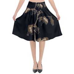 Dark Rose Poster Flared Midi Skirt by dflcprintsclothing