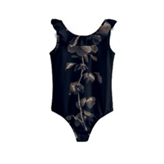 Dark Rose Poster Kids  Frill Swimsuit by dflcprintsclothing