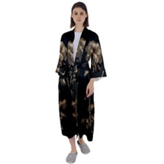 Dark Rose Poster Maxi Satin Kimono