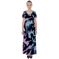 Painted Lines High Waist Short Sleeve Maxi Dress