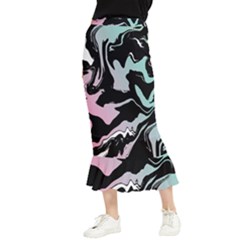 Painted Lines Maxi Fishtail Chiffon Skirt