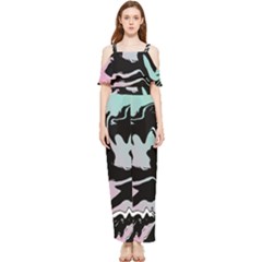 Painted Lines Draped Sleeveless Chiffon Jumpsuit