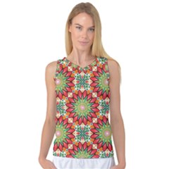 Red Green Floral Pattern Women s Basketball Tank Top by designsbymallika