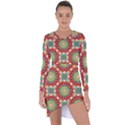 Red Green Floral Pattern Asymmetric Cut-Out Shift Dress View1