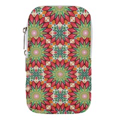 Red Green Floral Pattern Waist Pouch (large) by designsbymallika