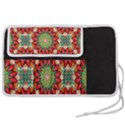 Red Green Floral Pattern Pen Storage Case (M) View2