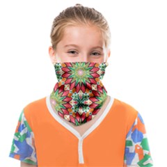 Red Green Floral Pattern Face Covering Bandana (kids)