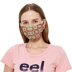 Red Green Floral Pattern Crease Cloth Face Mask (adult)