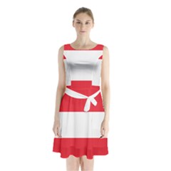 Flag Of Austria Sleeveless Waist Tie Chiffon Dress by FlagGallery