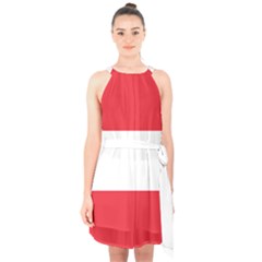 Flag Of Austria Halter Collar Waist Tie Chiffon Dress by FlagGallery