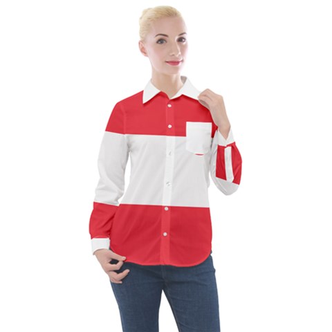 Flag Of Austria Women s Long Sleeve Pocket Shirt by FlagGallery