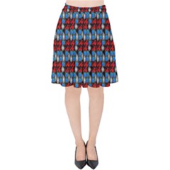 Red And Blue Velvet High Waist Skirt by Sparkle