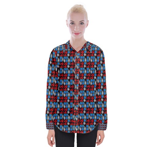 Red And Blue Womens Long Sleeve Shirt by Sparkle