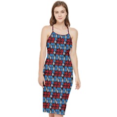 Red And Blue Bodycon Cross Back Summer Dress