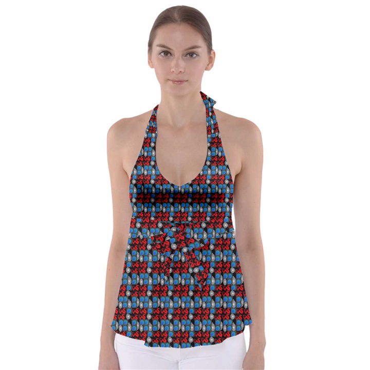 Red And Blue Babydoll Tankini Top