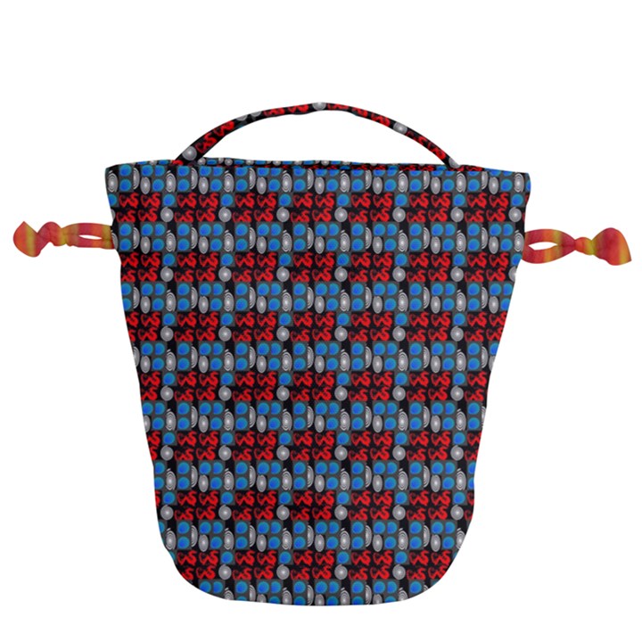 Red And Blue Drawstring Bucket Bag