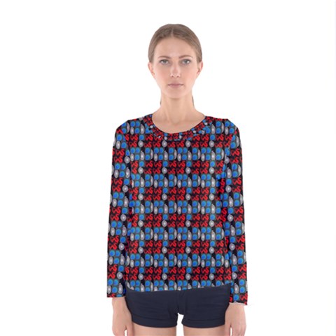 Red And Blue Women s Long Sleeve Tee by Sparkle