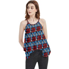 Red And Blue Flowy Camisole Tank Top