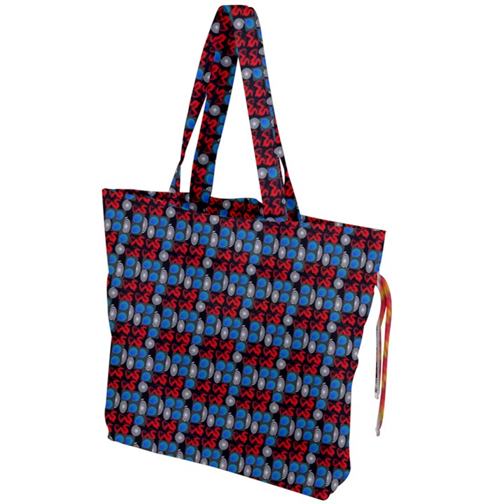 Red And Blue Drawstring Tote Bag