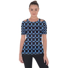 Spark Blocks Shoulder Cut Out Short Sleeve Top by Sparkle