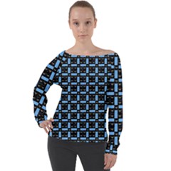 Spark Blocks Off Shoulder Long Sleeve Velour Top by Sparkle