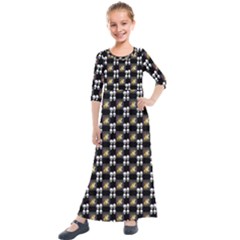 Shiny Skull Kids  Quarter Sleeve Maxi Dress by Sparkle