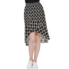 Shiny Skull Frill Hi Low Chiffon Skirt