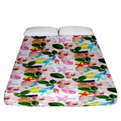 Painted Flowers Fitted Sheet (queen Size)