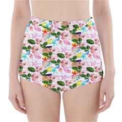 Painted Flowers High-waisted Bikini Bottoms